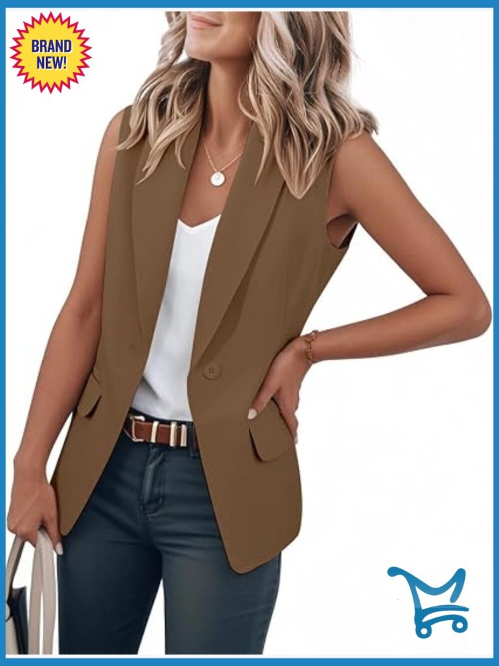 Sleeveless Notch Lapel Blazer Vest Suit Jacket Office Workwear